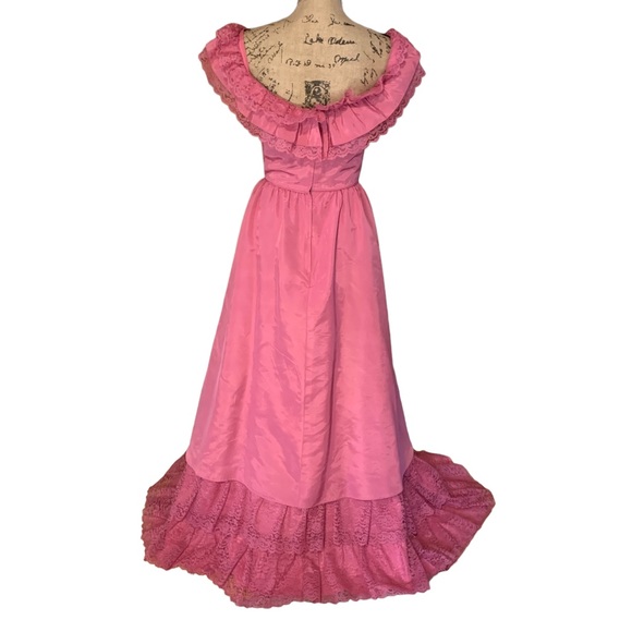 70’s Vintage Pink Women’s Prom Dress Size 9/10 - Picture 8 of 15